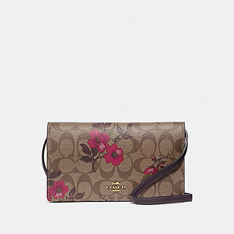 COACH HAYDEN FOLDOVER CROSSBODY CLUTCH IN SIGNATURE CANVAS WITH VICTORIAN FLORAL PRINT - IM/KHAKI BERRY MULTI - F87765