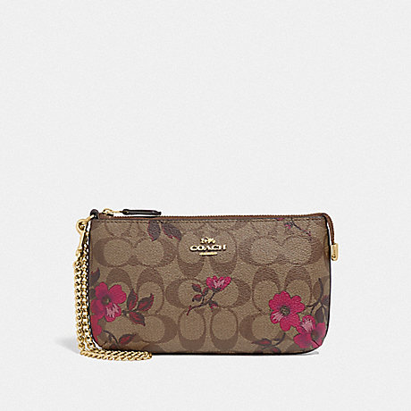 COACH LARGE WRISTLET IN SIGNATURE CANVAS WITH VICTORIAN FLORAL PRINT - IM/KHAKI BERRY MULTI - F87771