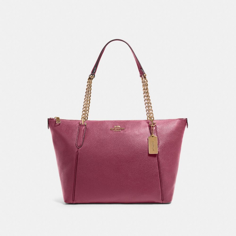 COACH F87775 Ava Chain Tote IM/DARK BERRY