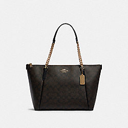 AVA CHAIN TOTE IN SIGNATURE CANVAS - IM/BROWN/BLACK - COACH F87776