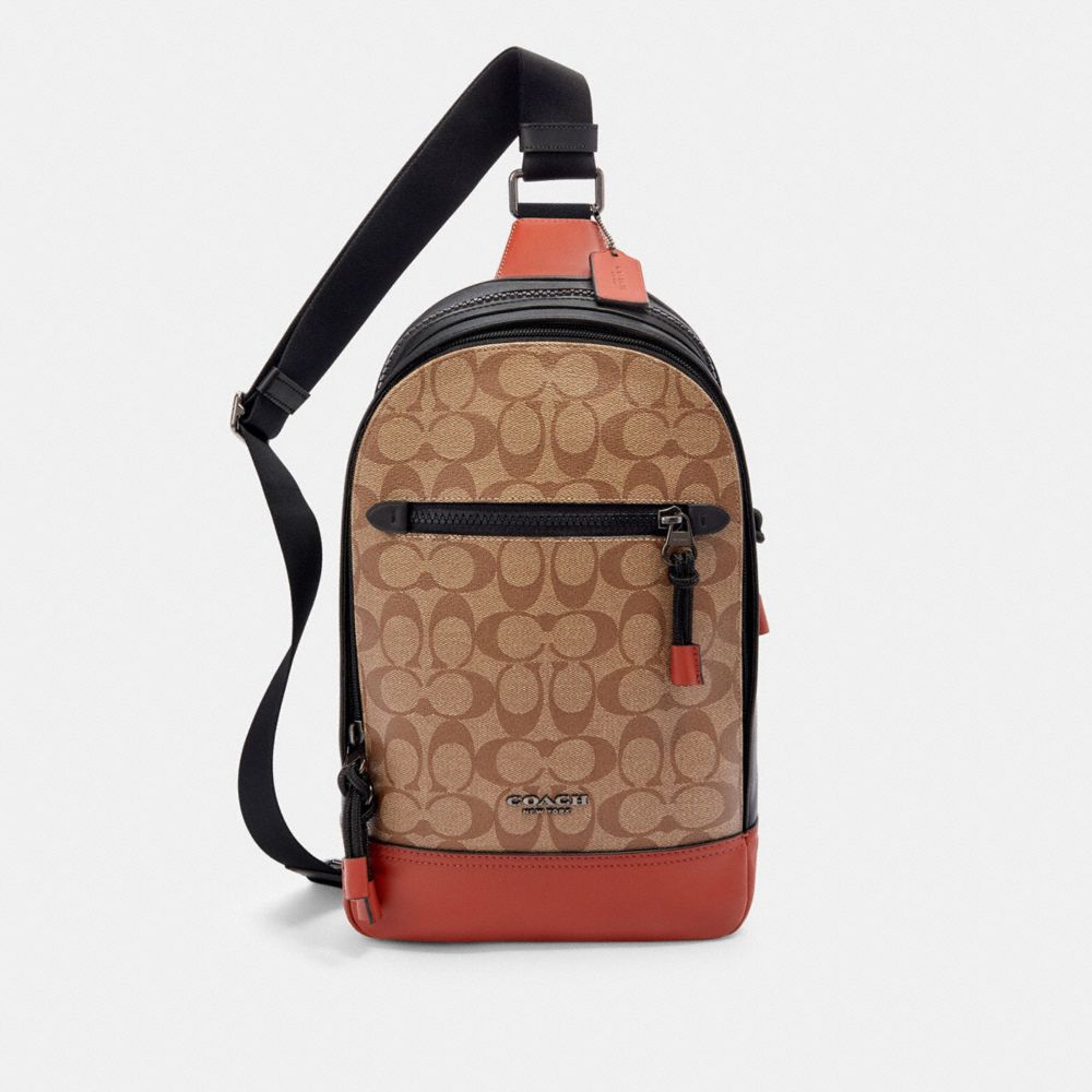 GRAHAM PACK IN COLORBLOCK SIGNATURE CANVAS - F87820 - QB/TAN TERRACOTTA