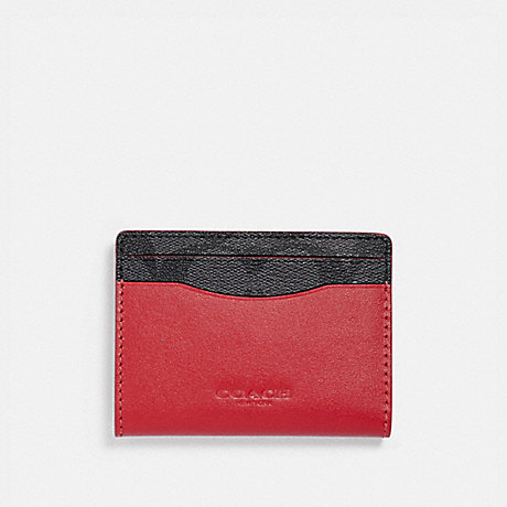 COACH F87843 MAGNETIC CARD CASE IN SIGNATURE CANVAS QB/CHARCOAL-SPORT-RED