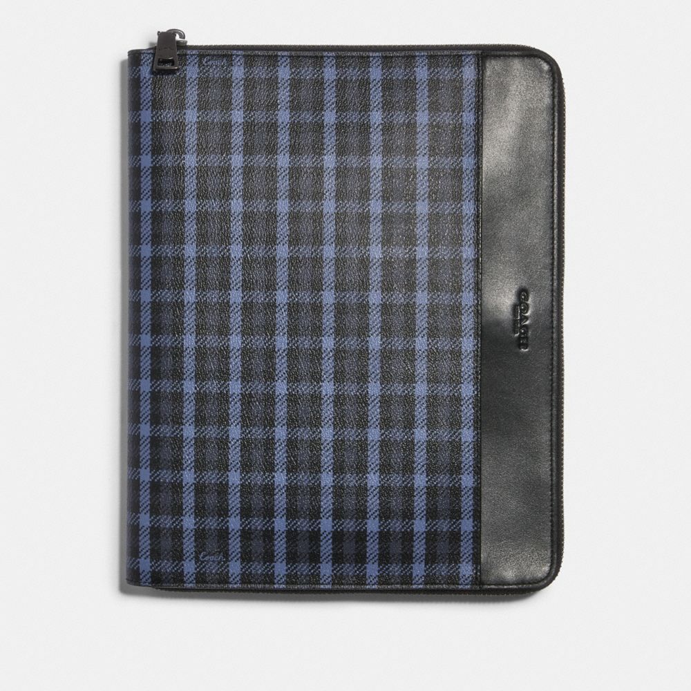 COACH F87854 - TECH CASE WITH TINY CLASSIC PLAID PRINT QB/NAVY