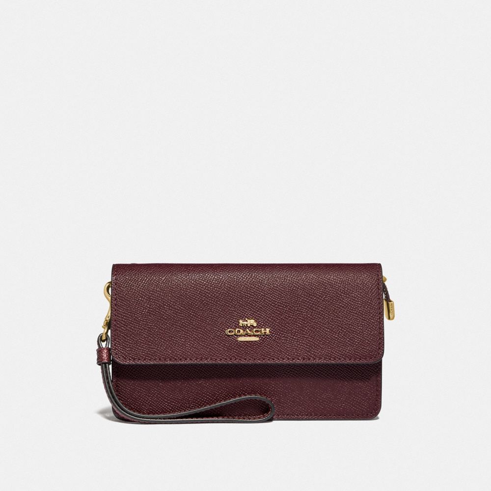 COACH F87868 Foldover Wristlet IM/RASPBERRY/METALLIC WINE