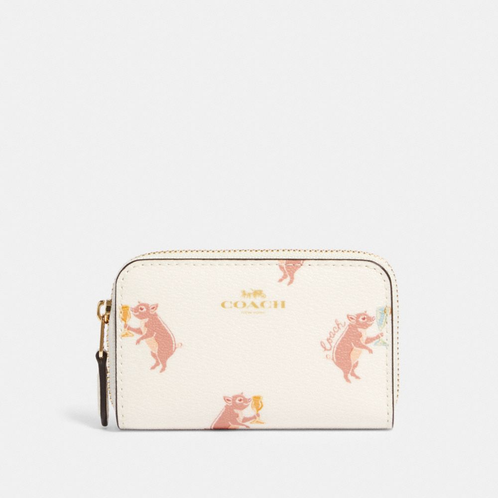 ZIP AROUND COIN CASE WITH PARTY PIG PRINT - IM/CHALK MULTI - COACH F87882