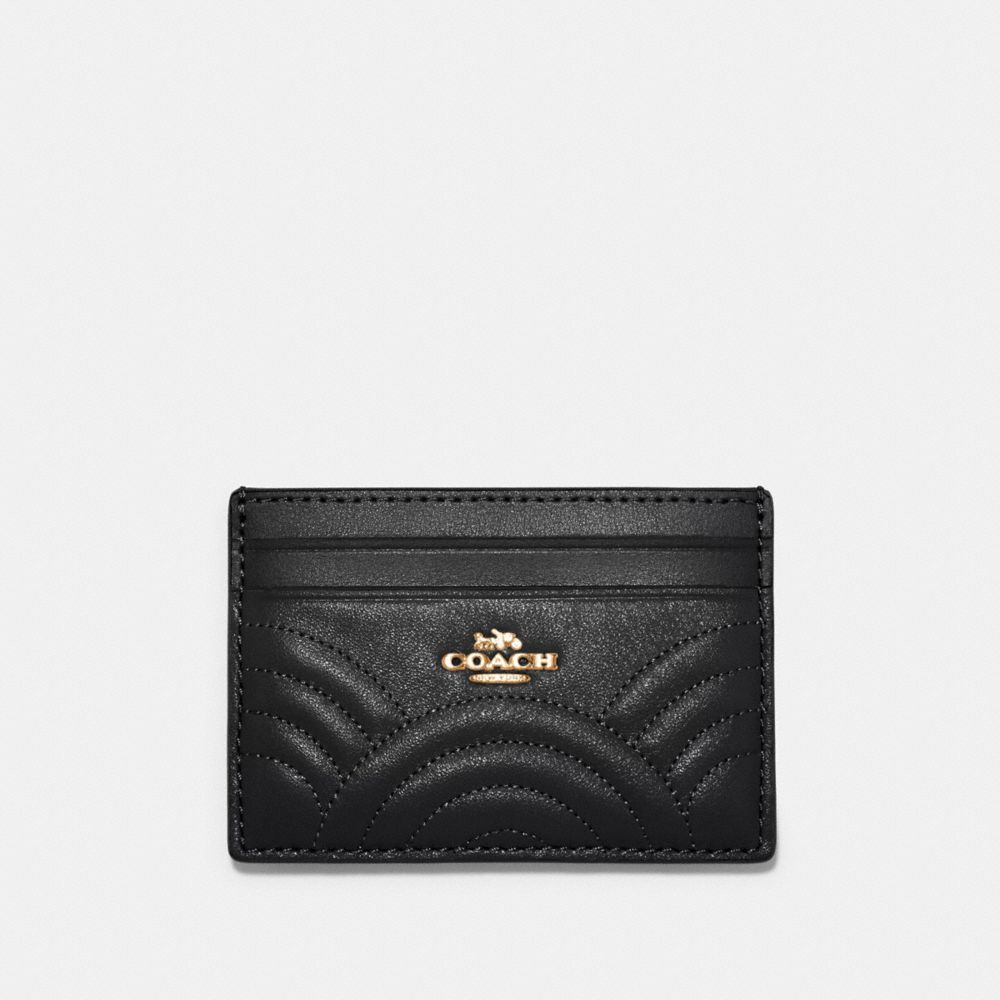 COACH CARD CASE WITH ART DECO QUILTING - IM/BLACK - F87883