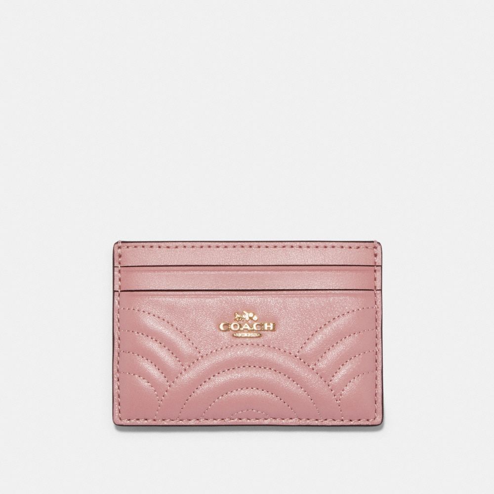 COACH CARD CASE WITH ART DECO QUILTING - IM/PINK - F87883