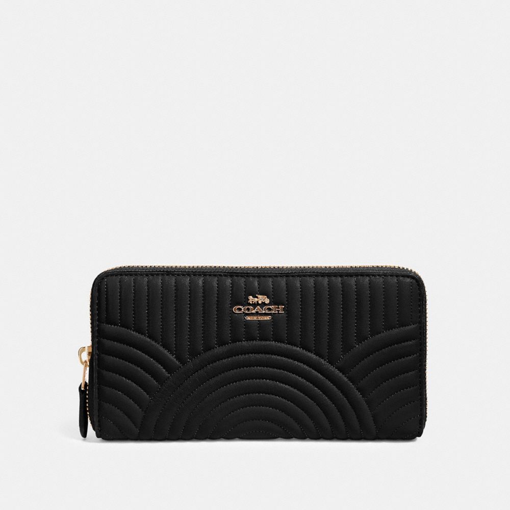 COACH F87888 Accordion Zip Wallet With Art Deco Quilting IM/BLACK