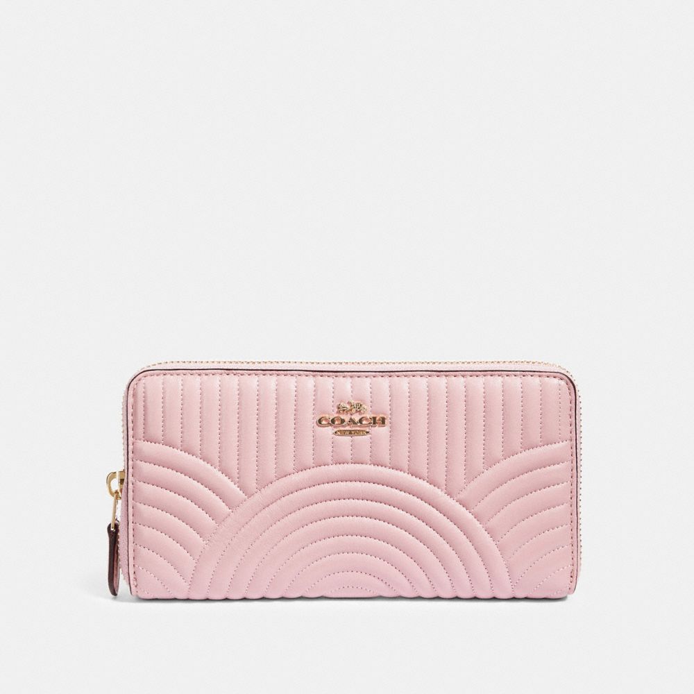 COACH F87888 ACCORDION ZIP WALLET WITH ART DECO QUILTING IM/PINK