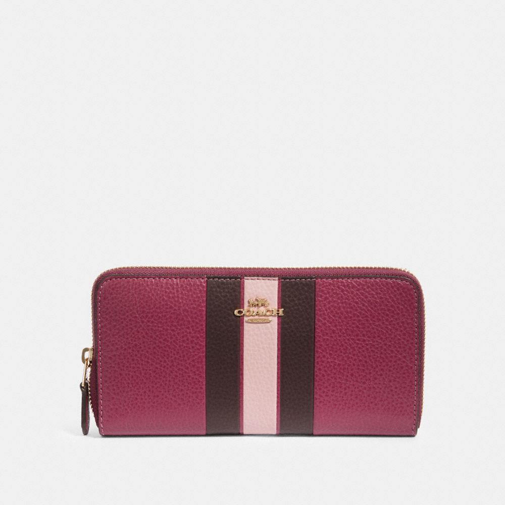 COACH F87889 Accordion Zip Wallet With Varsity Stripe IM/DARK BERRY MULTI