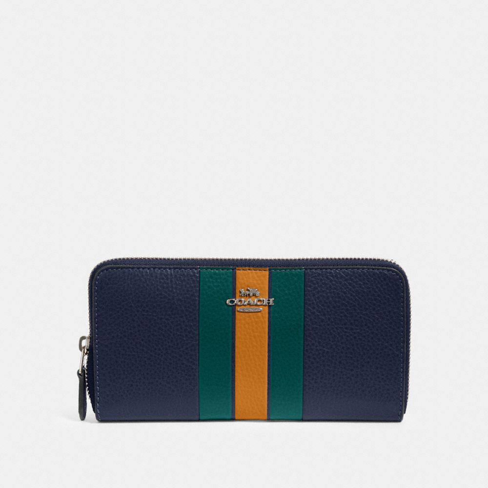 ACCORDION ZIP WALLET WITH VARSITY STRIPE - SV/CADET MULTI - COACH F87889