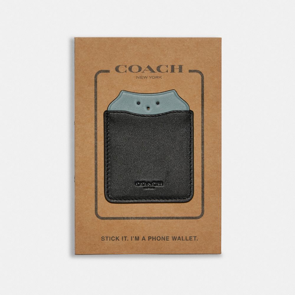 COACH F87907 PHONE POCKET STICKER WITH PARTY OWL BLACK/SAGE