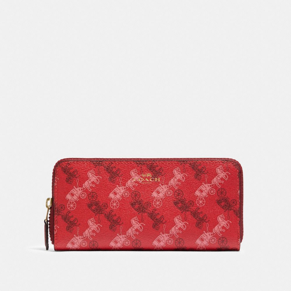 COACH F87926 Slim Accordion Zip Wallet With Horse And Carriage Print IM/BRIGHT RED/CHERRY MULTI