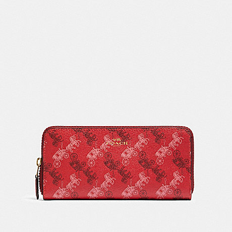 COACH F87926 SLIM ACCORDION ZIP WALLET WITH HORSE AND CARRIAGE PRINT IM/BRIGHT RED/CHERRY MULTI