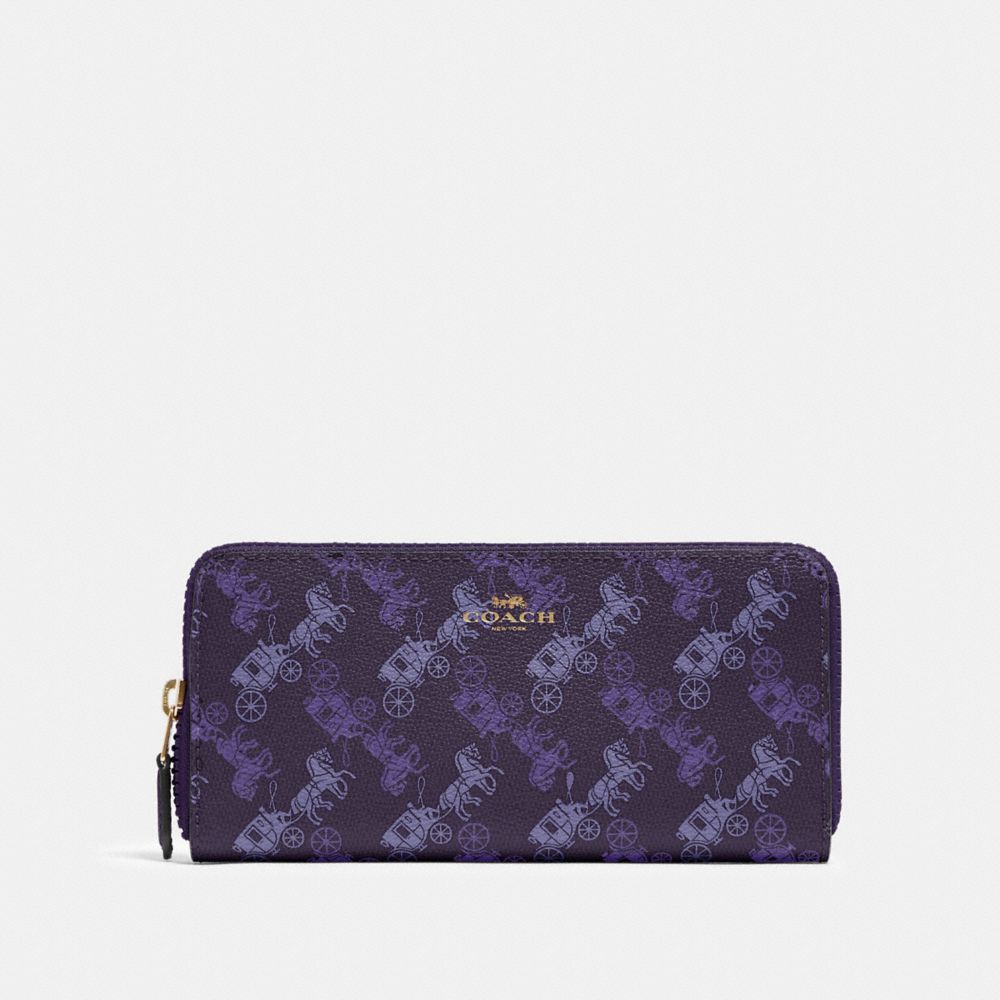 COACH SLIM ACCORDION ZIP WALLET WITH HORSE AND CARRIAGE PRINT - IM/DARK PURPLE/LAVENDAR MULTI - F87926