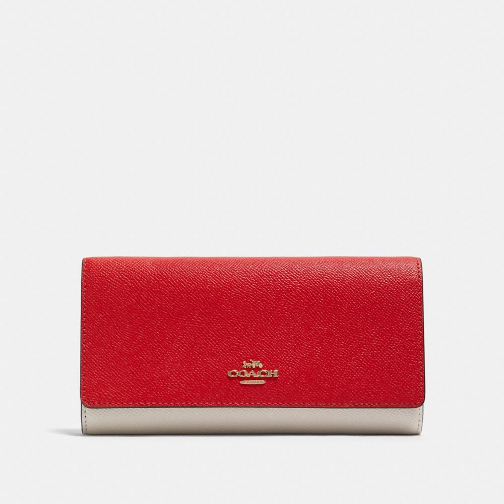 COACH F87932 Trifold Wallet In Colorblock IM/BRIGHT RED MULTI