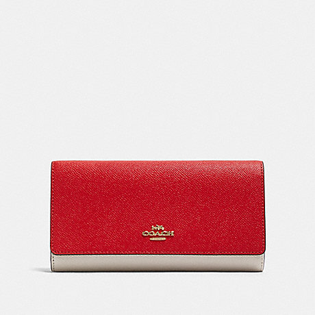 COACH TRIFOLD WALLET IN COLORBLOCK - IM/BRIGHT RED MULTI - F87932