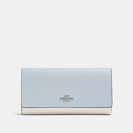 COACH F87932 TRIFOLD WALLET IN COLORBLOCK SV/PALE-BLUE-MULTI
