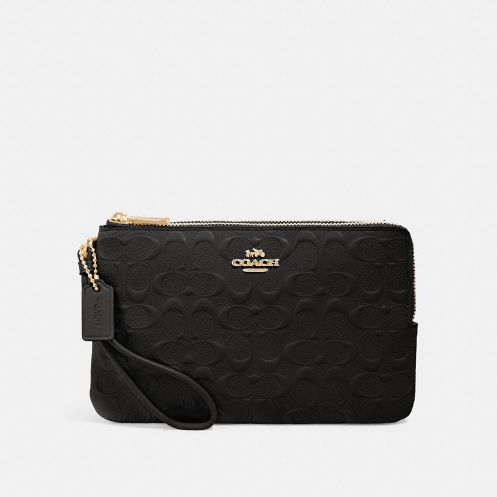 COACH F87934 Double Zip Wallet In Signature Leather IM/BLACK