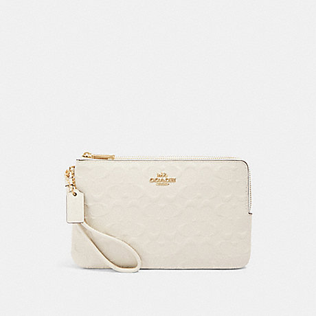 COACH DOUBLE ZIP WALLET IN SIGNATURE LEATHER - IM/CHALK - F87934