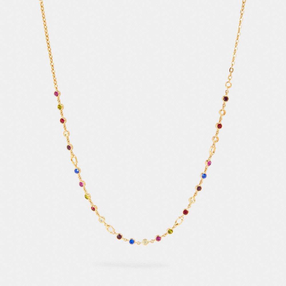 SIGNATURE MULTI STONE TENNIS NECKLACE - F87945 - GD/MULTI