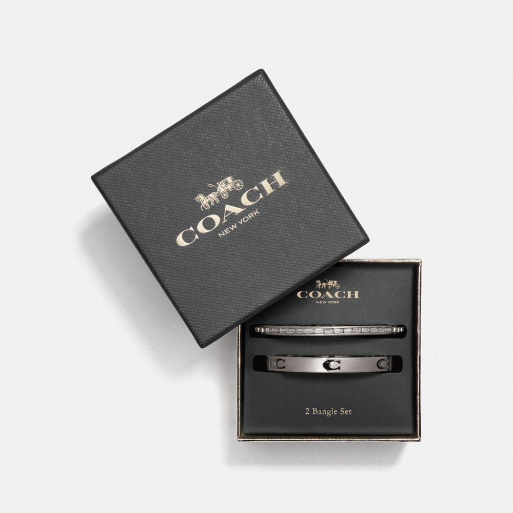 COACH F87949 CUT OUT SIGNATURE BANGLE SET SILVER