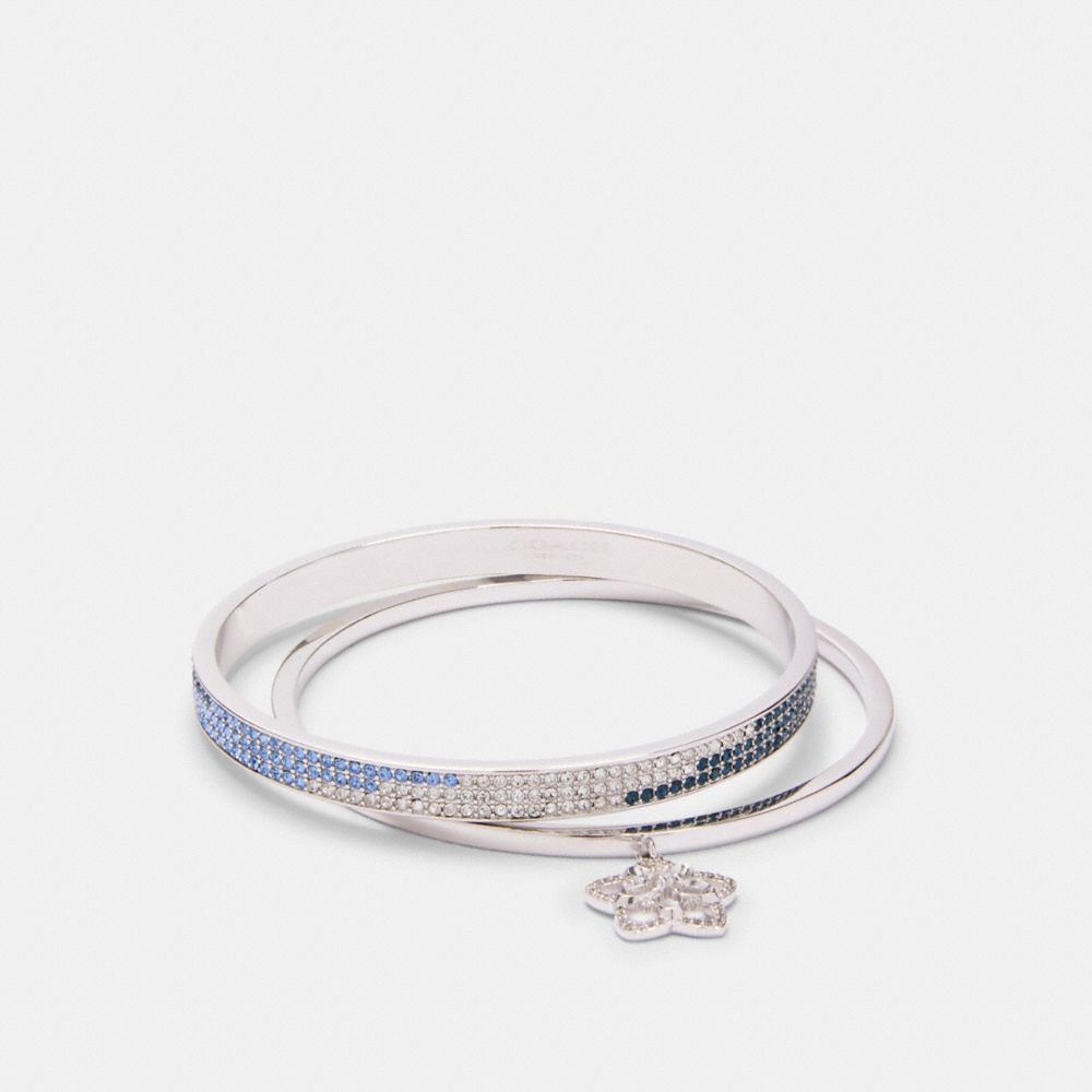 SIGNATURE FLORAL BANGLE SET - SV/BLUE - COACH F87952