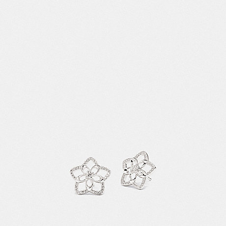 COACH F87954 SIGNATURE FLORAL STUD EARRINGS SV/CLEAR
