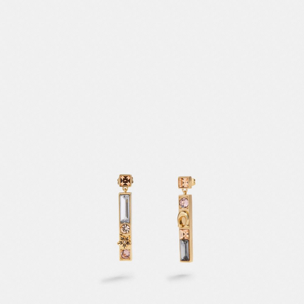 COACH F87963 CRYSTAL BAR DROP EARRINGS GD/MULTI