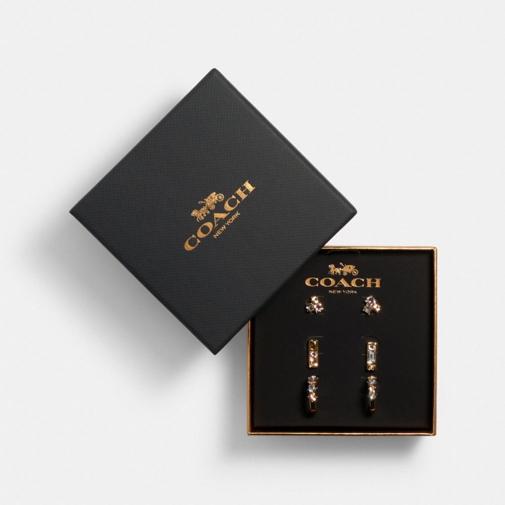 COACH CRYSTAL EARRINGS SET - GD/MULTI - F87964