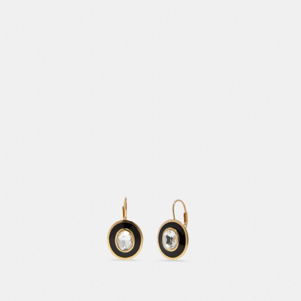 COACH DECO LEVERBACK EARRINGS - GD/BLACK - F87970