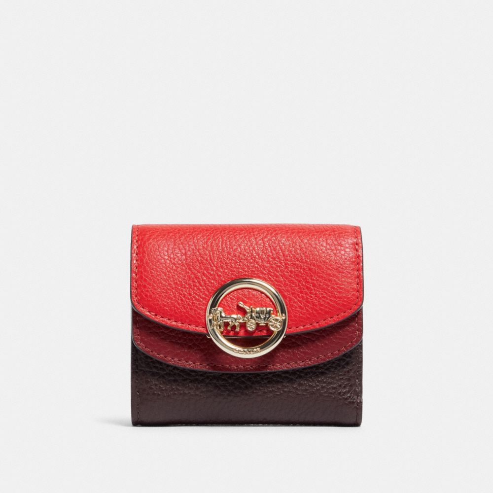 COACH JADE SMALL DOUBLE FLAP WALLET IN COLORBLOCK - IM/BRIGHT RED MULTI - F88002