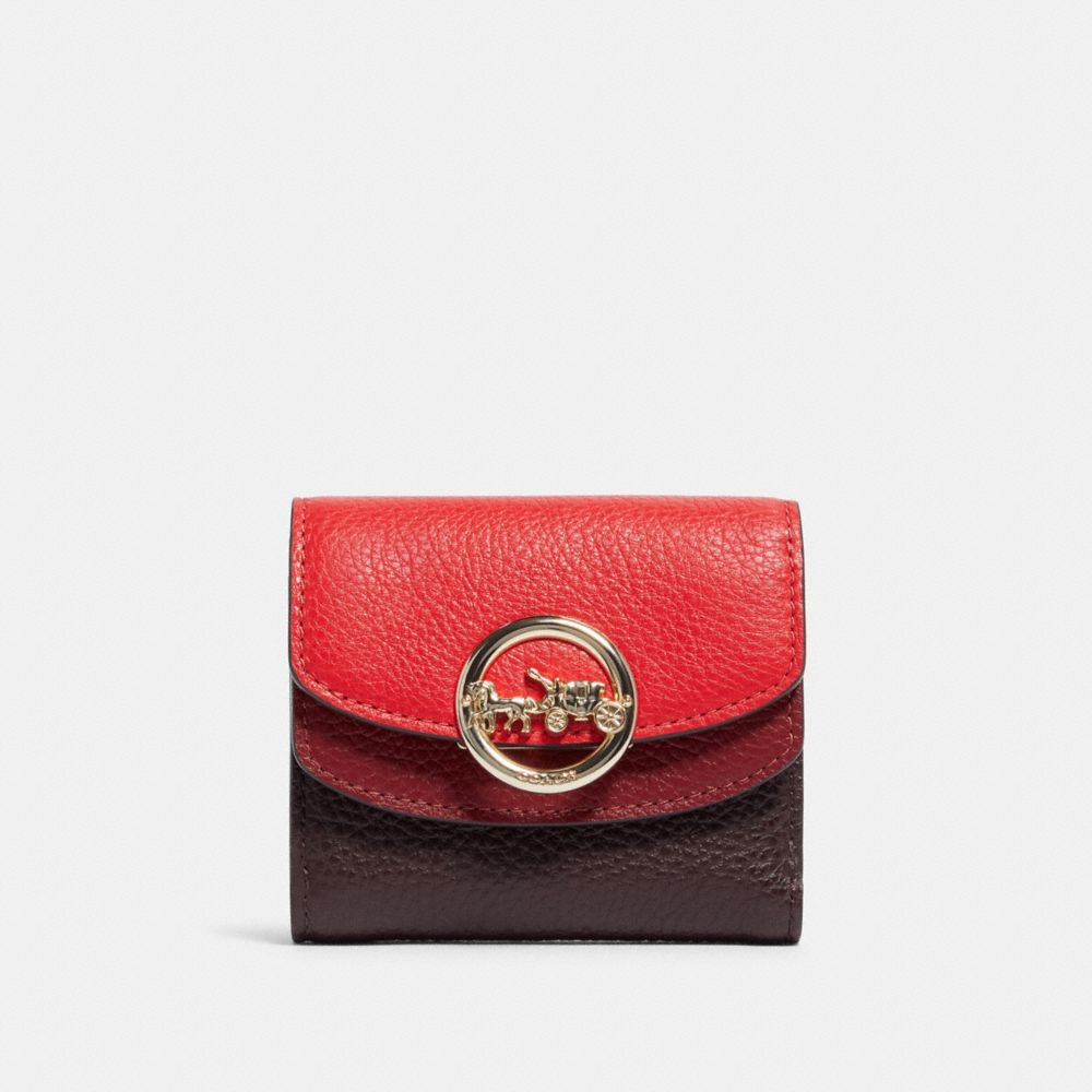 COACH F88002 JADE SMALL DOUBLE FLAP WALLET IN COLORBLOCK IM/BRIGHT RED MULTI