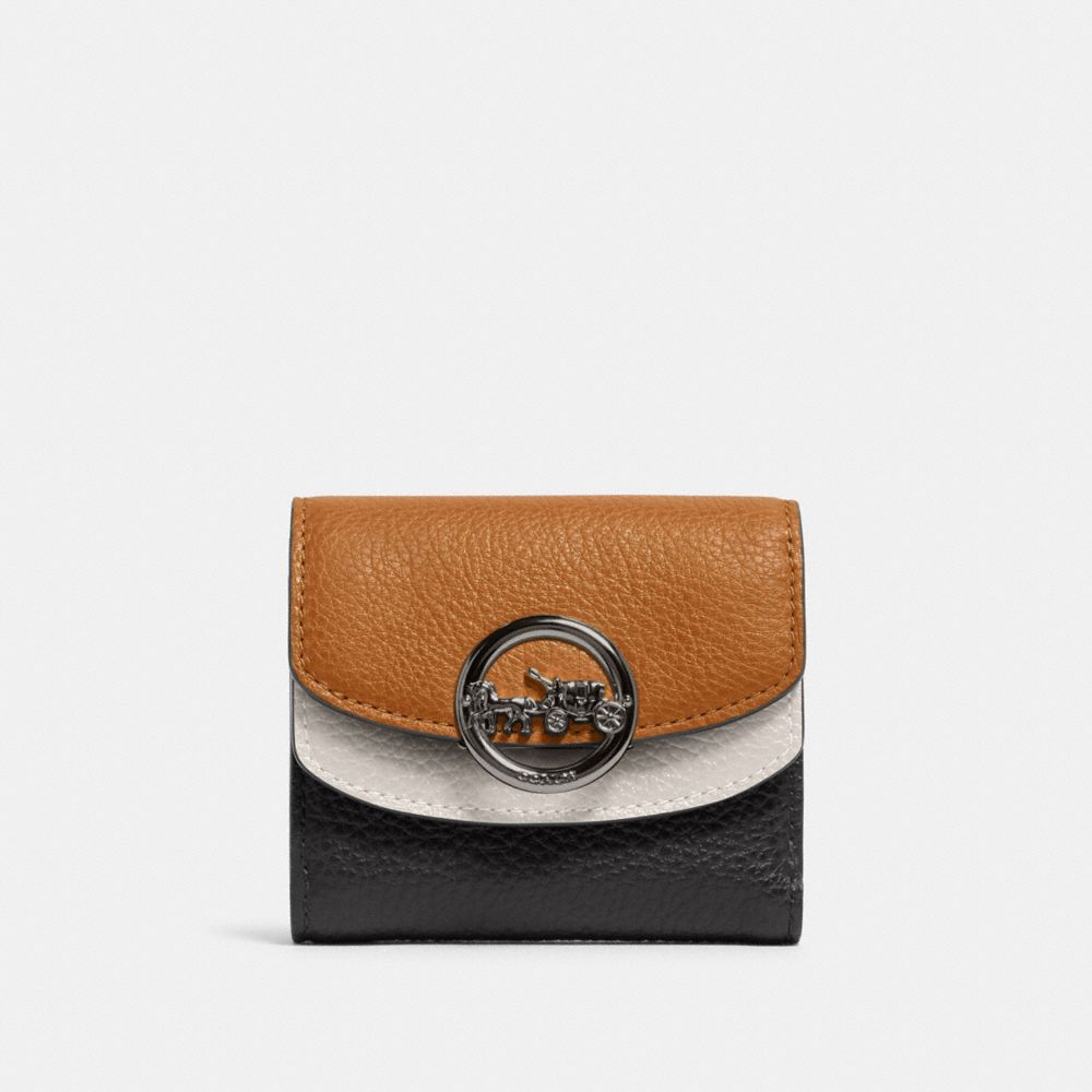 COACH JADE SMALL DOUBLE FLAP WALLET IN COLORBLOCK - QB/LIGHT SADDLE MULTI - F88002