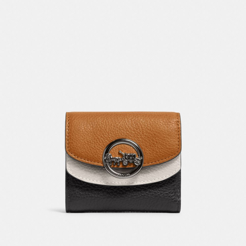 JADE SMALL DOUBLE FLAP WALLET IN COLORBLOCK - QB/LIGHT SADDLE MULTI - COACH F88002