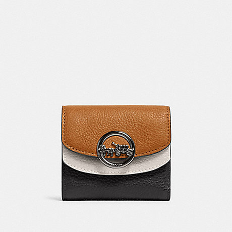 COACH F88002 JADE SMALL DOUBLE FLAP WALLET IN COLORBLOCK QB/LIGHT-SADDLE-MULTI