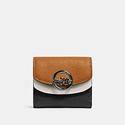JADE SMALL DOUBLE FLAP WALLET IN COLORBLOCK - QB/LIGHT SADDLE MULTI - COACH F88002