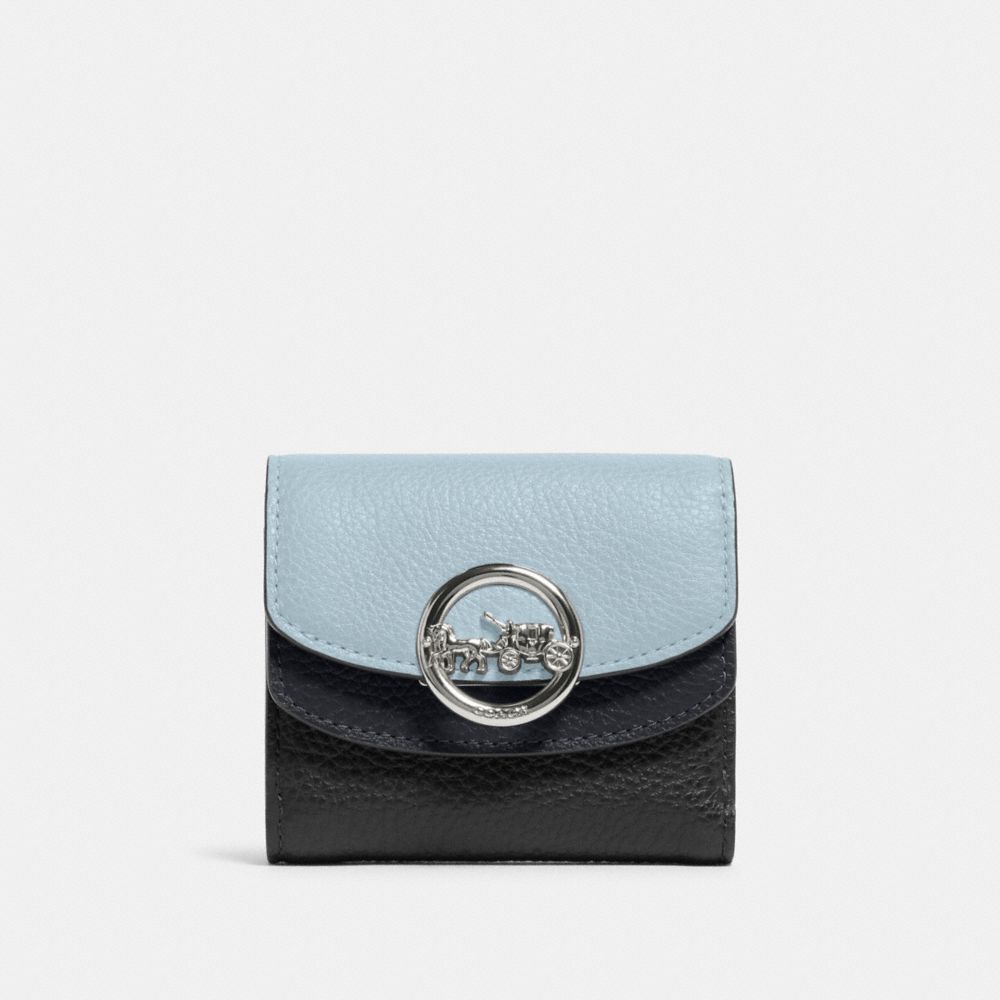 COACH F88002 JADE SMALL DOUBLE FLAP WALLET IN COLORBLOCK SV/PALE BLUE MULTI