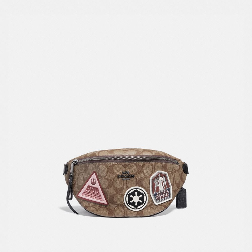 COACH F88013 Star Wars X Coach Belt Bag In Signature Canvas With Patches QB/KHAKI MULTI