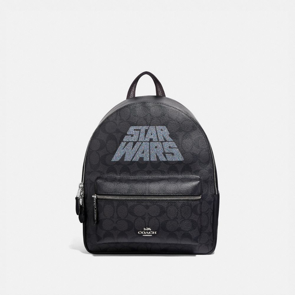 COACH F88015 STAR WARS X COACH MEDIUM CHARLIE BACKPACK IN SIGNATURE CANVAS WITH MOTIF SV/BLACK-SMOKE/BLACK-MULTI