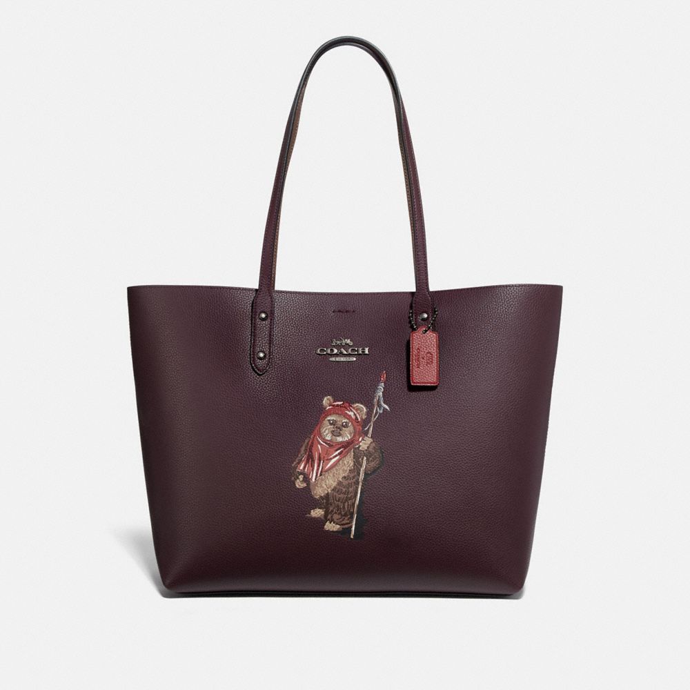 COACH F88017 STAR WARS X COACH TOWN TOTE WITH EWOK QB/OXBLOOD MULTI