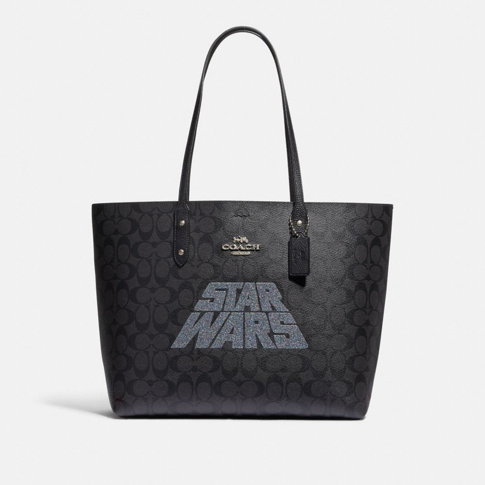 STAR WARS X COACH TOWN TOTE IN SIGNATURE CANVAS WITH MOTIF - F88019 - SV/BLACK SMOKE/BLACK MULTI