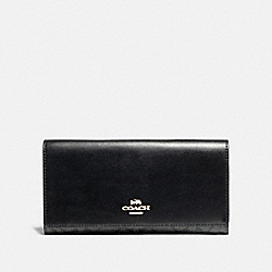 COACH F88024 Trifold Wallet In Signature Canvas SV/BLACK SMOKE/BLACK