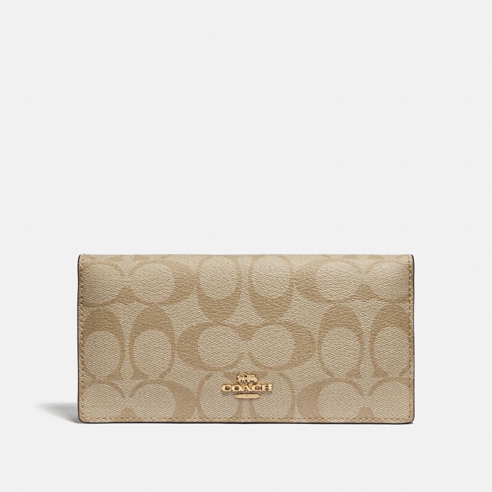 COACH F88026 Bifold Wallet In Signature Canvas IM/LIGHT KHAKI/CHALK