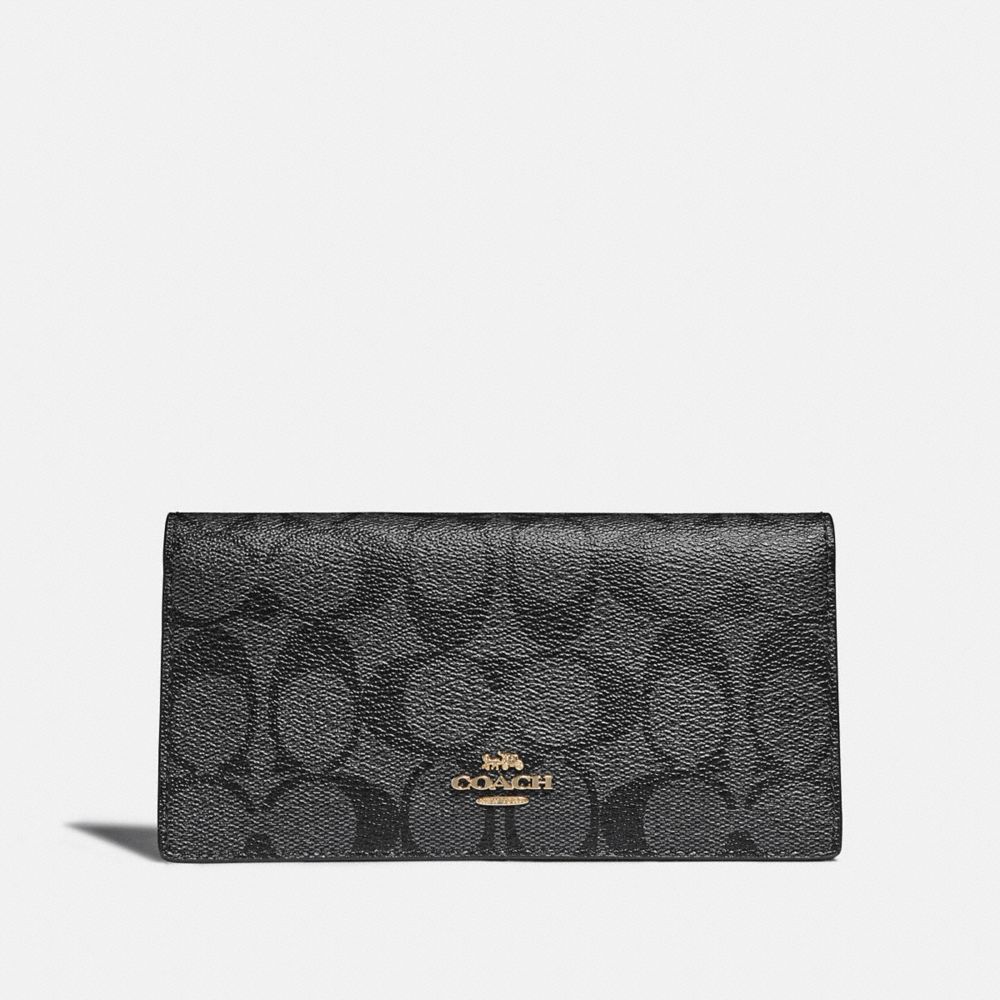 COACH F88026 Bifold Wallet In Signature Canvas SV/BLACK SMOKE/BLACK