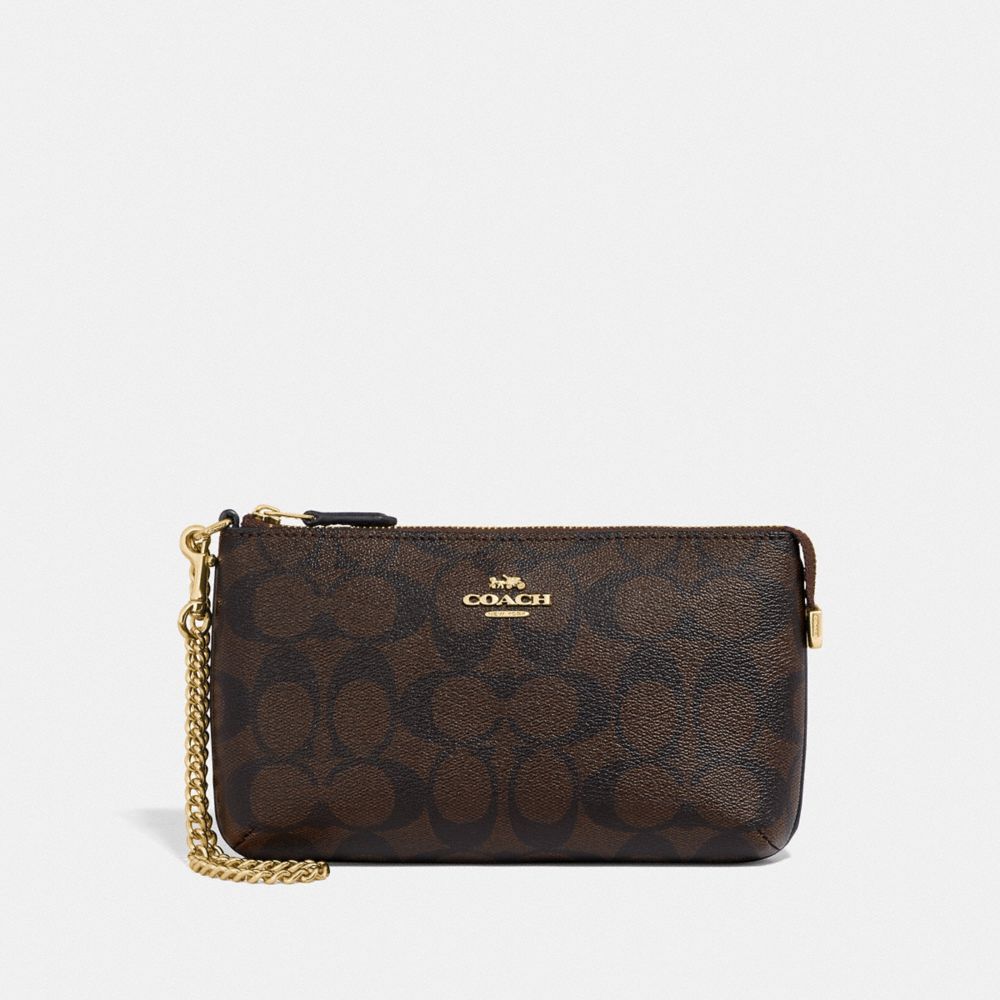 COACH LARGE WRISTLET IN SIGNATURE CANVAS (IM/BROWN/BLACK)