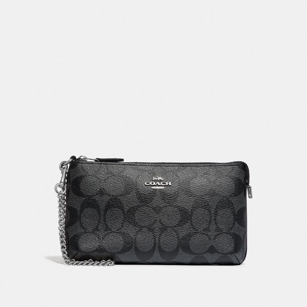 COACH F88035 - LARGE WRISTLET IN SIGNATURE CANVAS - SV/BLACK SMOKE ...