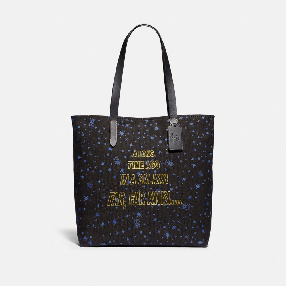 STAR WARS X COACH TOTE WITH STARRY PRINT AND SCROLL PRINT - F88038 - SV/BLACK MULTI