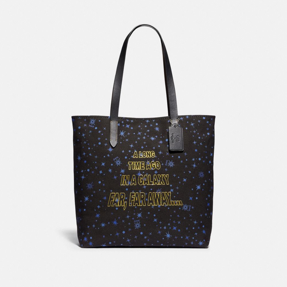 COACH F88038 STAR WARS X COACH TOTE WITH STARRY PRINT AND SCROLL PRINT SV/BLACK MULTI