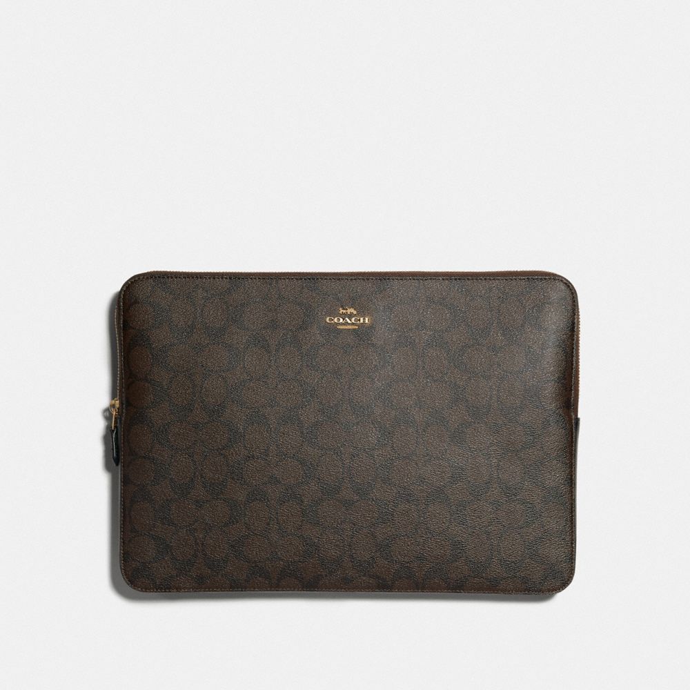 COACH LAPTOP SLEEVE IN SIGNATURE CANVAS - IM/BROWN/BLACK - F88040
